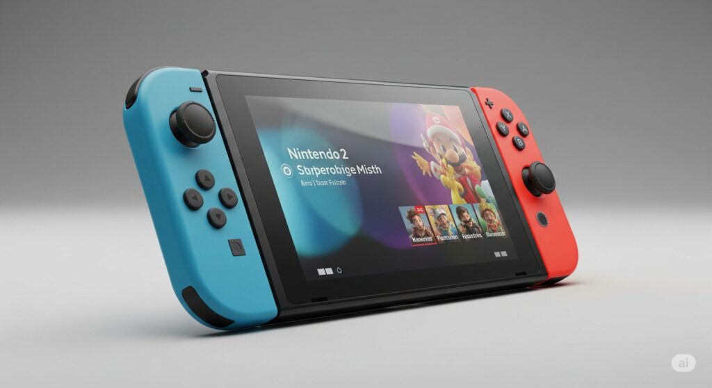 【Nintendoスイッチ2 予約】青と赤のコントローラーが付いた任天堂の携帯ゲーム機