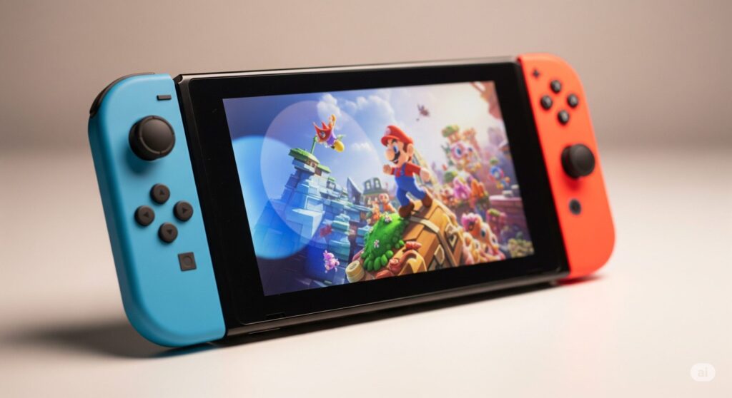【スイッチ 2 いらない】マリオのゲーム画面を表示した任天堂スイッチ